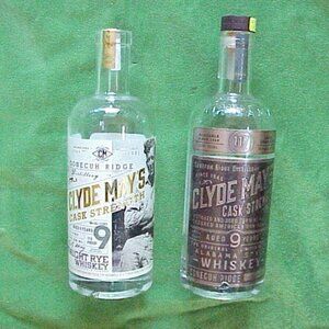 Lot of 2 Clyde May Cask Strength Alabama Whiskey & Rye Empty Bottles 750 ml 9 yr